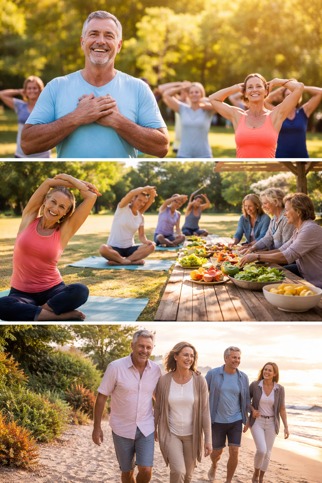 Sesión de respiración y relajación en el parque